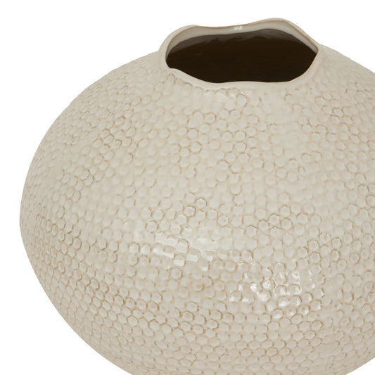 Large Beige Dimple Textured Stoneware Vase