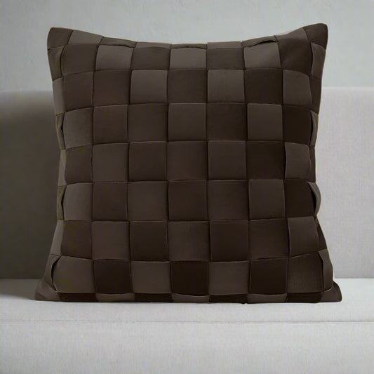 Chocolate Brown Velvet Weave Cushion