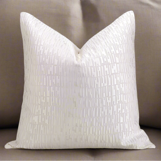 White Geometric Embossed Cushion Cover