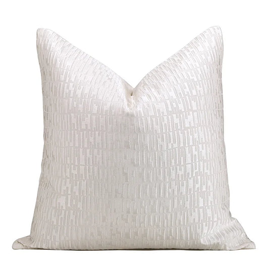 White Geometric Embossed Cushion Cover