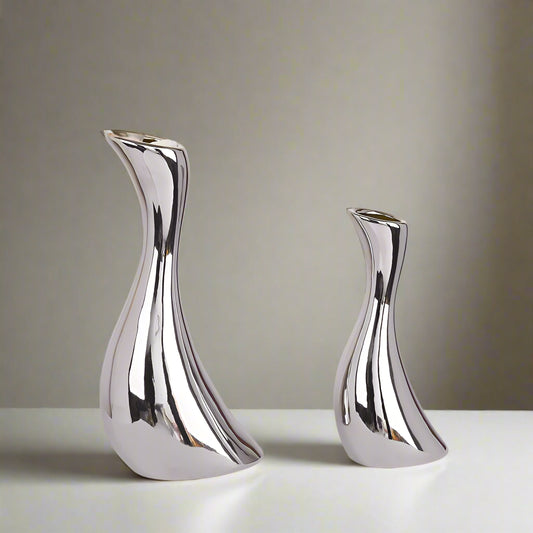 Silver Metal Abstract Stem Vase
