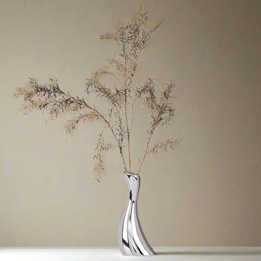 Silver Metal Abstract Stem Vase