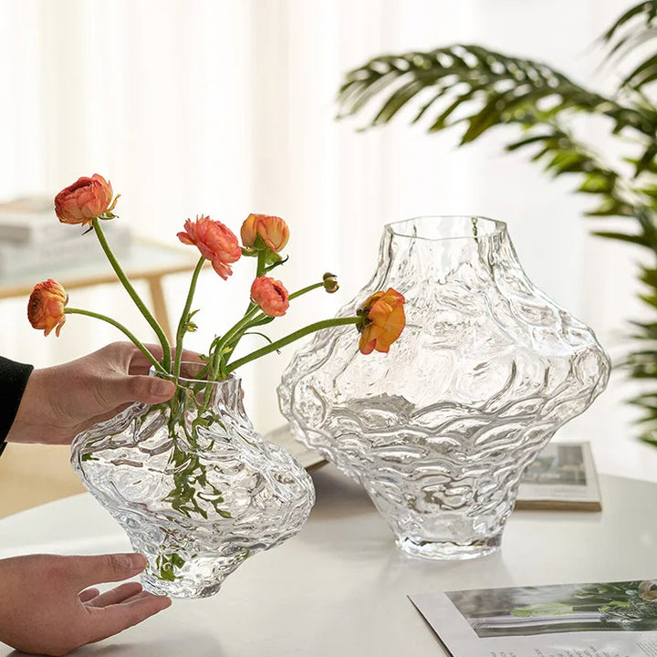 Abstract Dimpled Glass Flower Vase