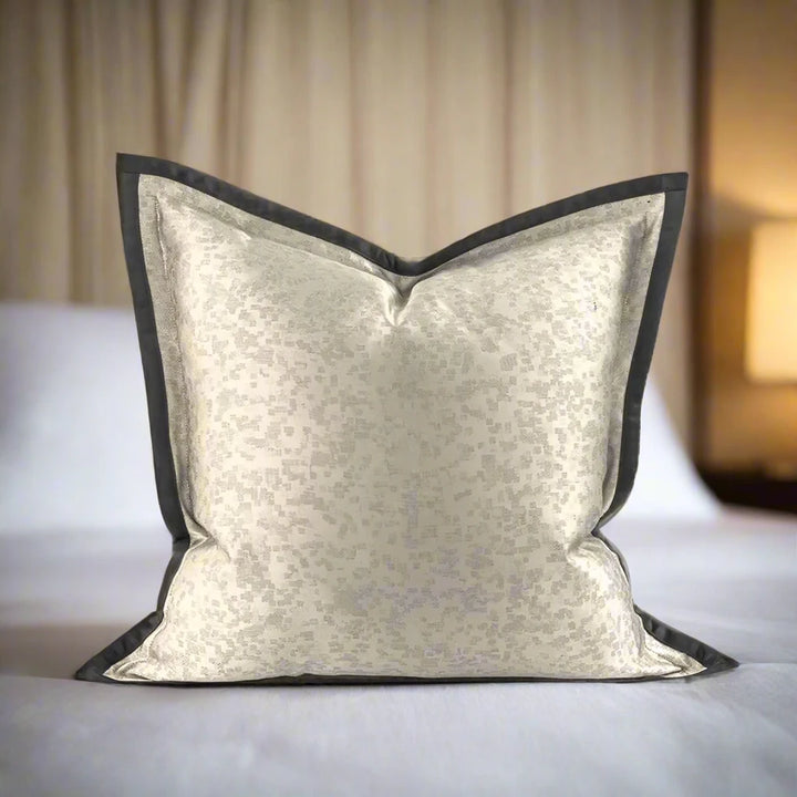 Gold Textured Satin Black Border Cushion