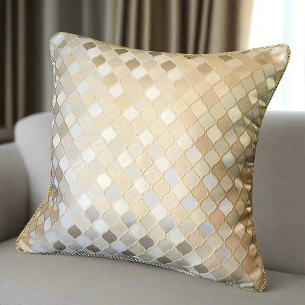 Luxury Home Decor Gold Satin Piped Cushion Cover