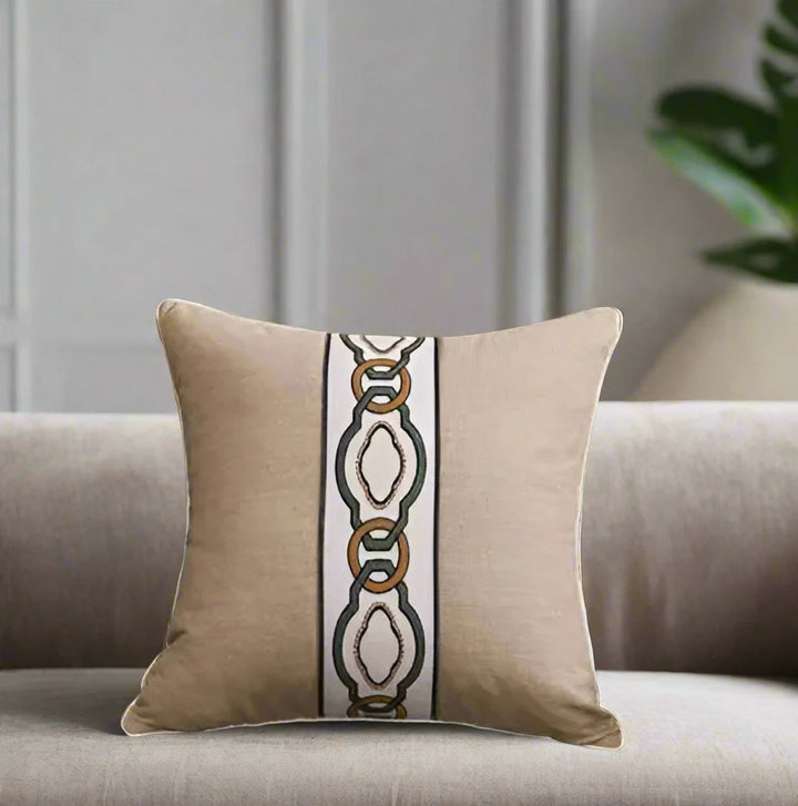 Luxury Neutral Weave Decorative Trim Accent Cushion