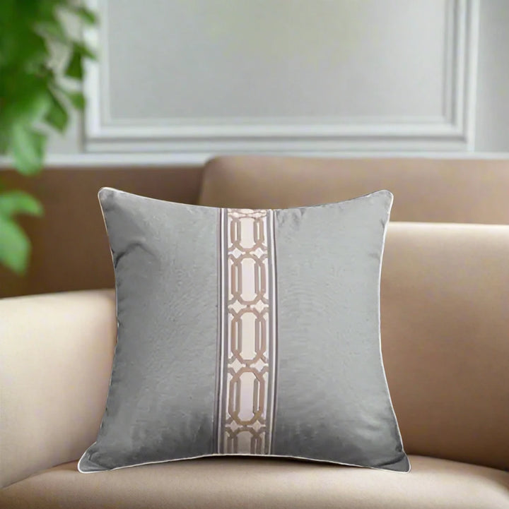 Luxury Neutral Weave Decorative Trim Accent Cushion