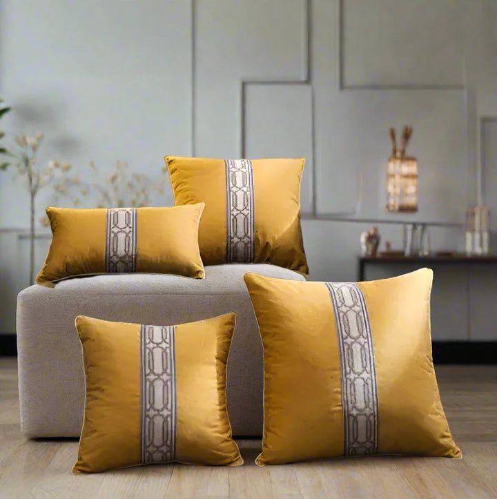 Luxury Neutral Weave Decorative Trim Accent Cushion