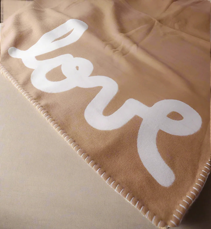 Luxury Abstract 'Love' Lambs Wool & Cashmere Throw Blanket
