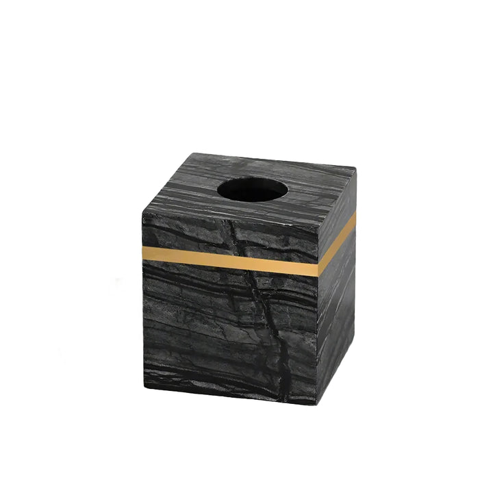 Luxury Antique Brass Grey Solid Marble Rectangle Tissue Box