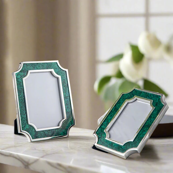 Luxury Green Malachite Silver Photo Frame