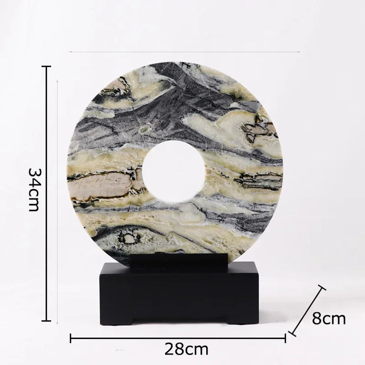 Luxury Jade Marble Disc On Stand Ornament