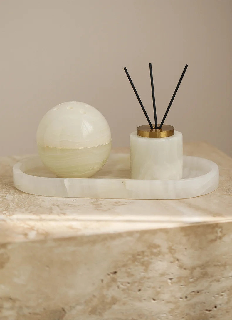 Luxury Solid Marble Round Diffuser Home Fragrance Set