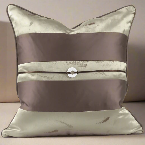 Luxury Taupe Brown Embossed Satin Cushion Cover