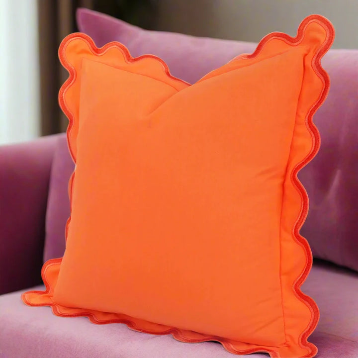 Modern Maximalism Orange Scallop Edge Border Cushion