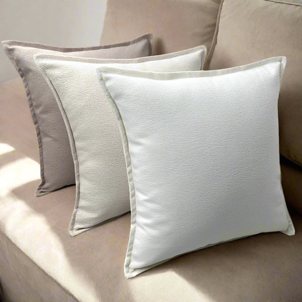 Neutral Textured Boucle Piped Cushion