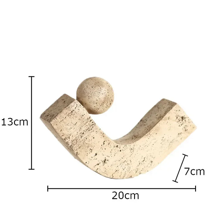 Neutral Travertine Abstract Sculpture