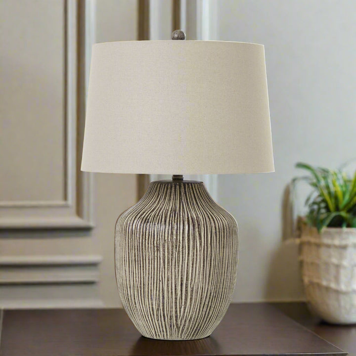 Ochre Carved Textured Table Lamp