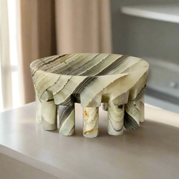 Pale Green Calacatta Verde Marble Sculptural Bowl