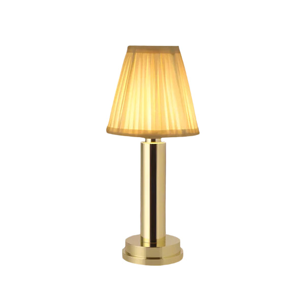 Pleated Lampshade Antique Brass Cordless Lamp
