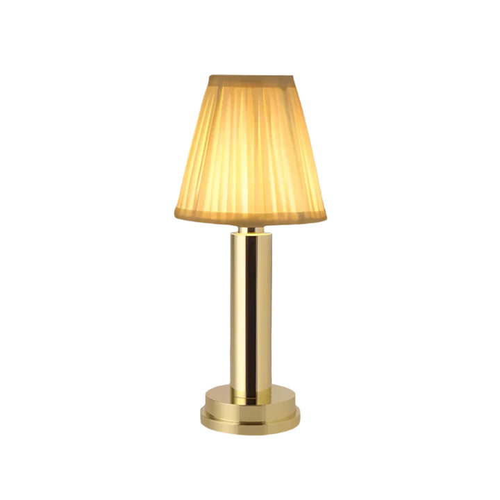 Pleated Lampshade Antique Brass Cordless Lamp