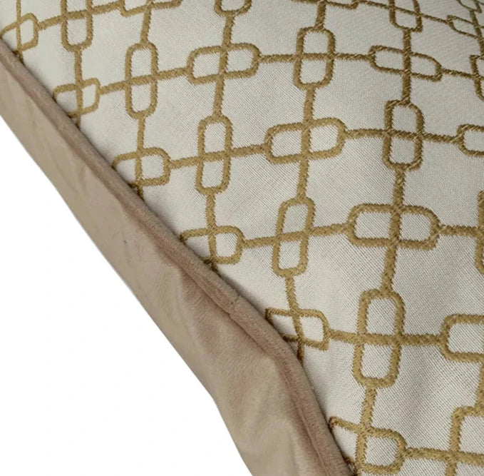 Neutral Embroidered Chain Pattern Cushion Cover