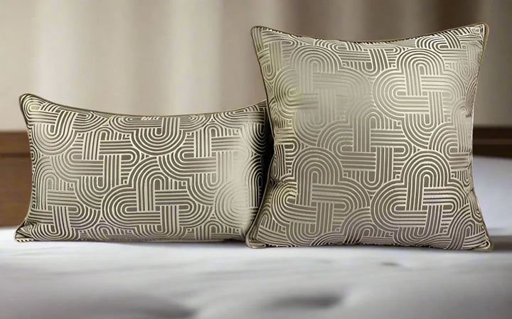 Luxury Modern Chain Pattern Satin Neutral Gold Cushion Cover