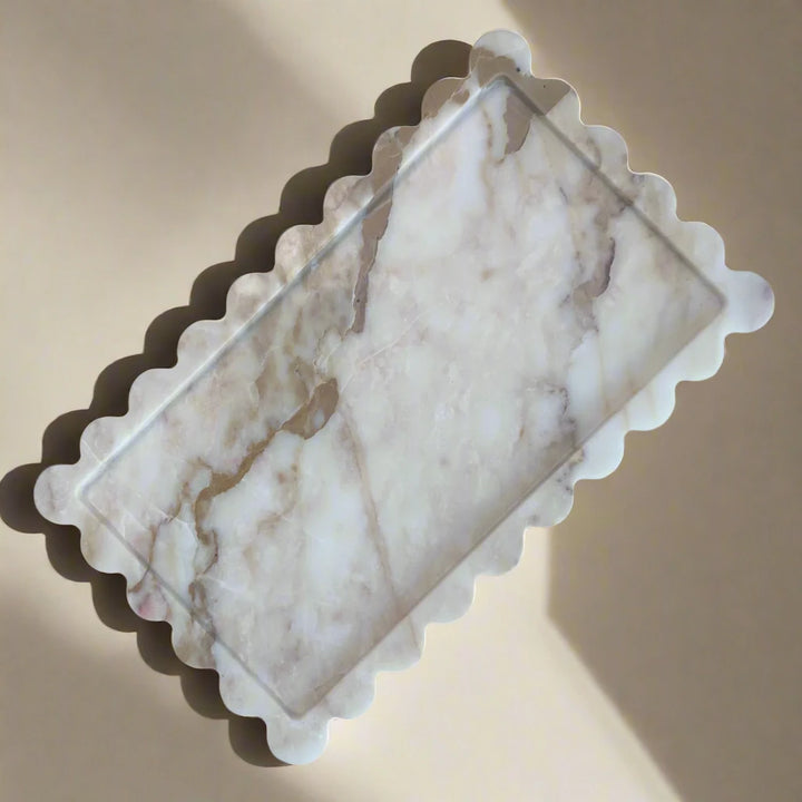 Luxury Scallop Edge Solid Viola Marble Tray