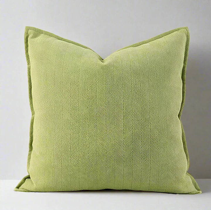 Green Chevron Pattern Embossed Piped Cushions