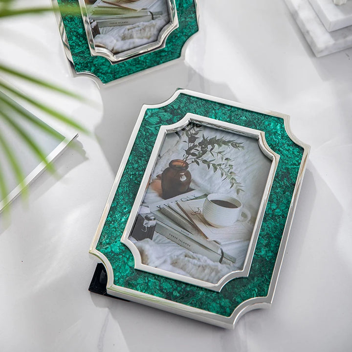 Luxury Green Malachite Silver Photo Frame