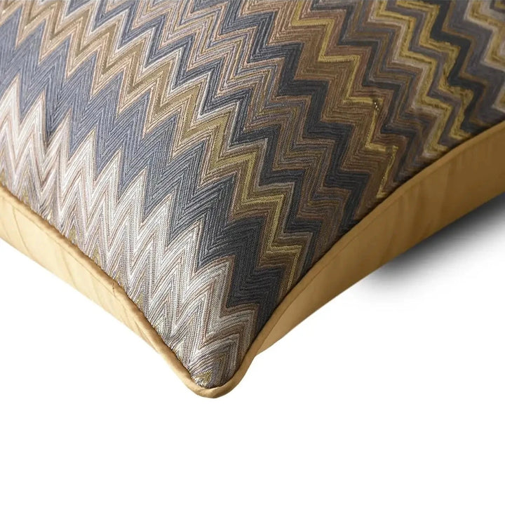 Chocolate Brown Zig Zag Pattern Satin Cushion