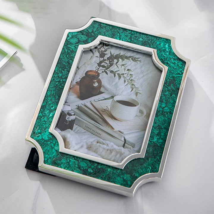 Luxury Green Malachite Silver Photo Frame