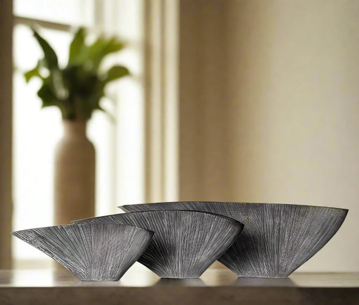 Grey Abstract Centrepiece Curved Vase