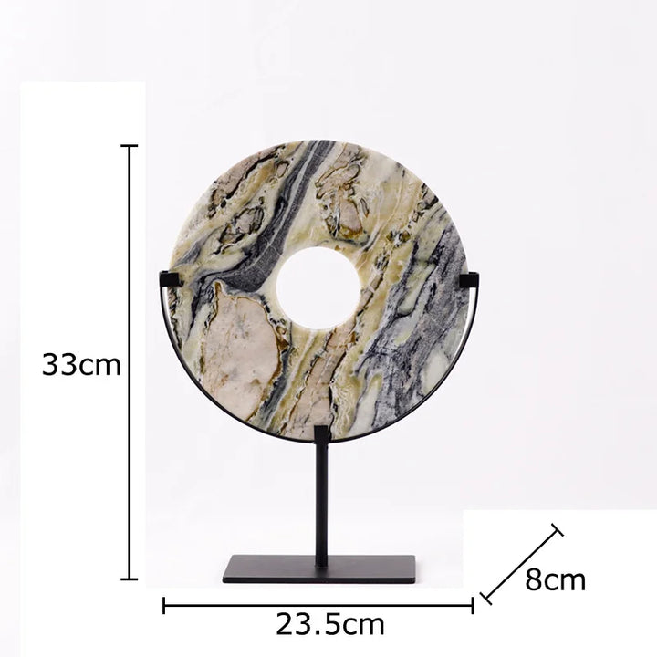 Luxury Veined Marble Disc on Stand Ornament