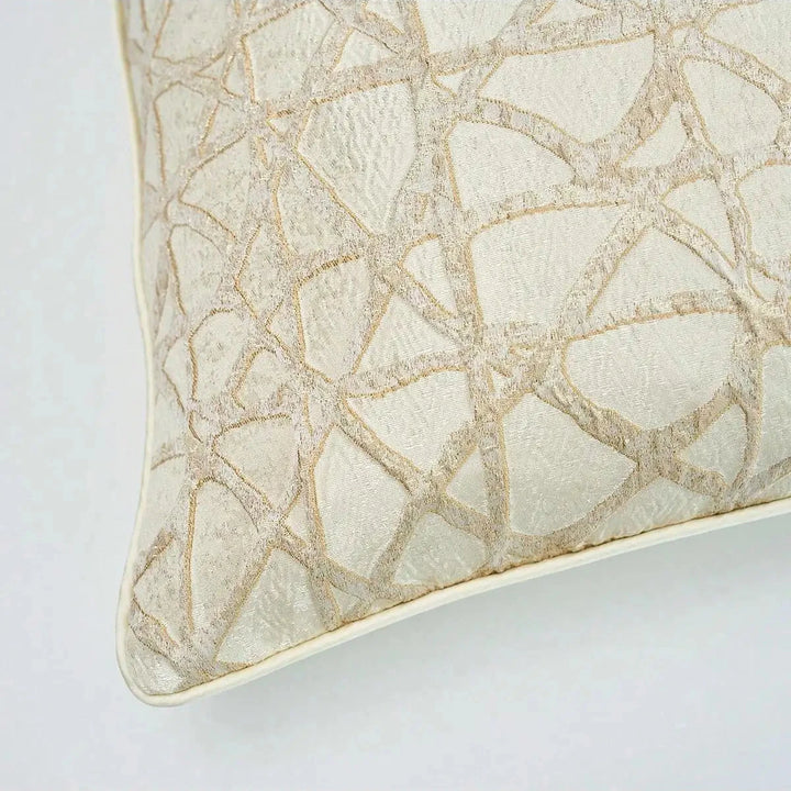 Cream Champagne Gold Embroidered Throw Cushion