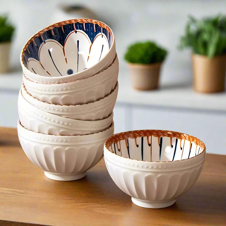 Luxury Set of 6 Japanese Style Glazed Bowl Gift