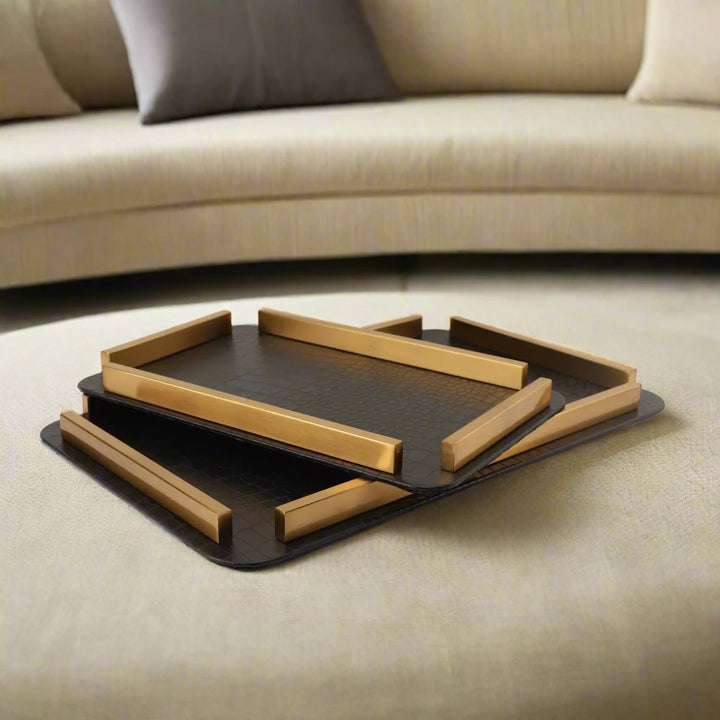 Luxury Croc Embossed Leather Coffee Table Tray