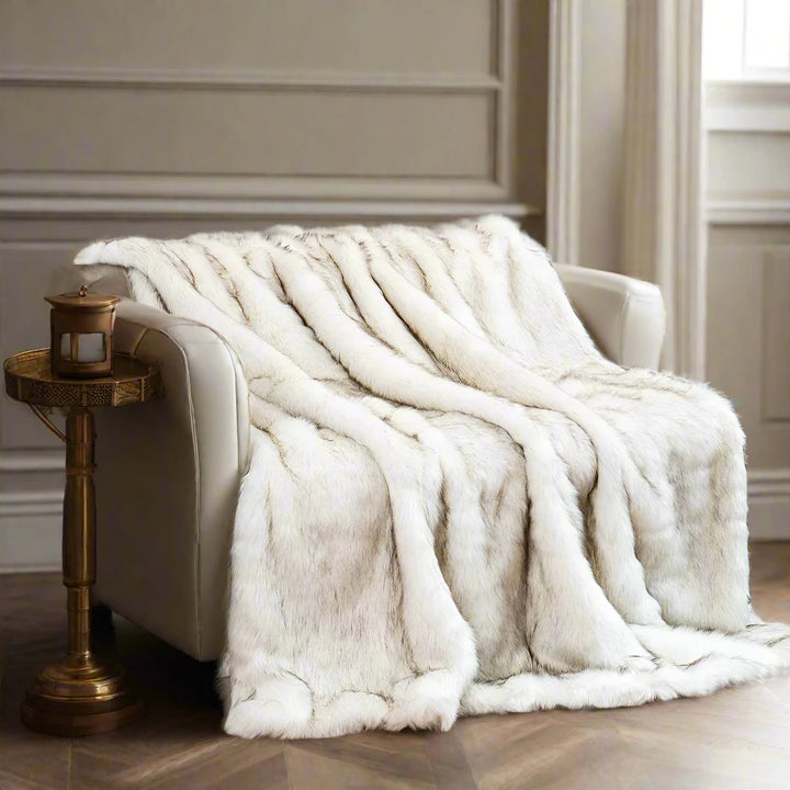 luxury cream faux fur throw