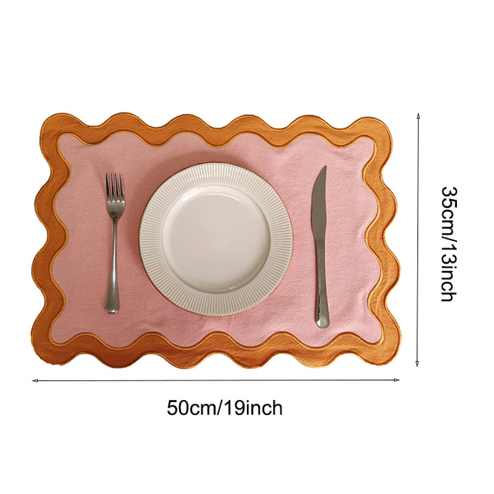 Modern Pink Contrast Scallop Edge Border Placemat