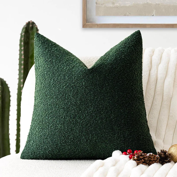 Green Textured Boucle Accent Cushion