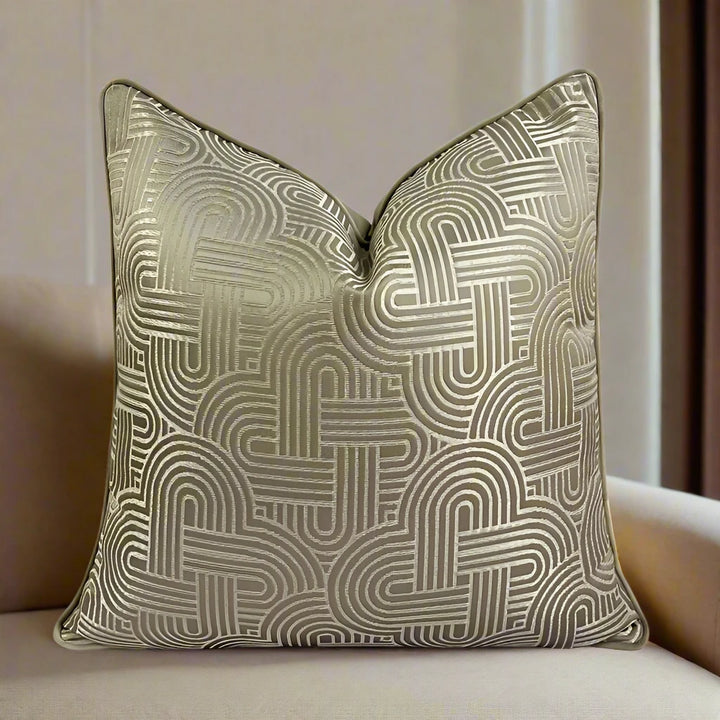 Luxury Modern Chain Pattern Satin Neutral Gold Cushion Cover