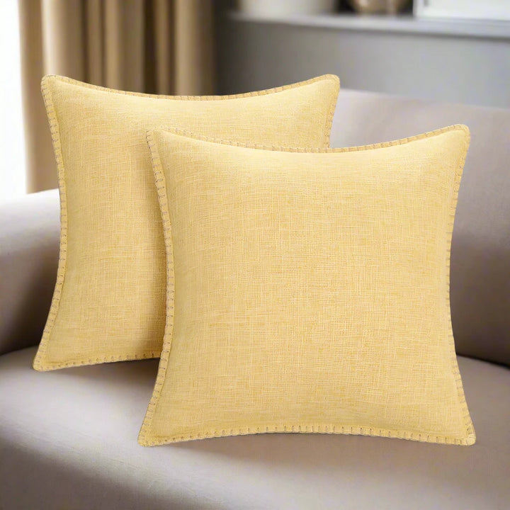 yellow Simple Chic Neutral Linen Cushion Cover