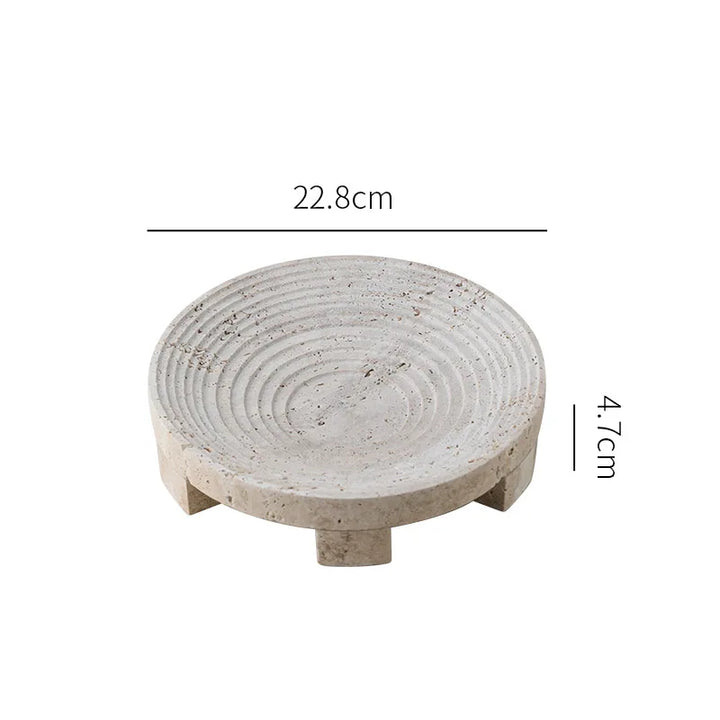 Large Solid Travertine Centrepiece Low Bowl