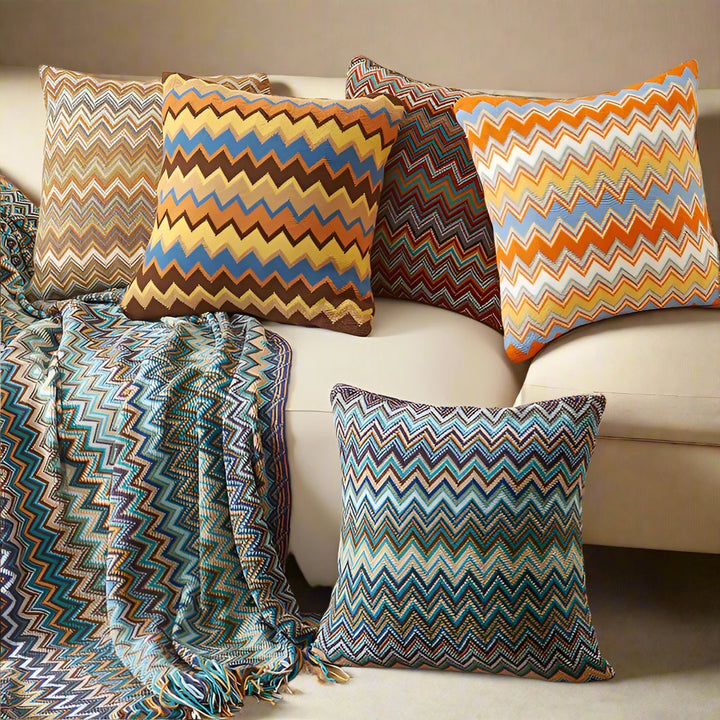 Home Decor Knitted Zig Zag Pattern Cushion Cover