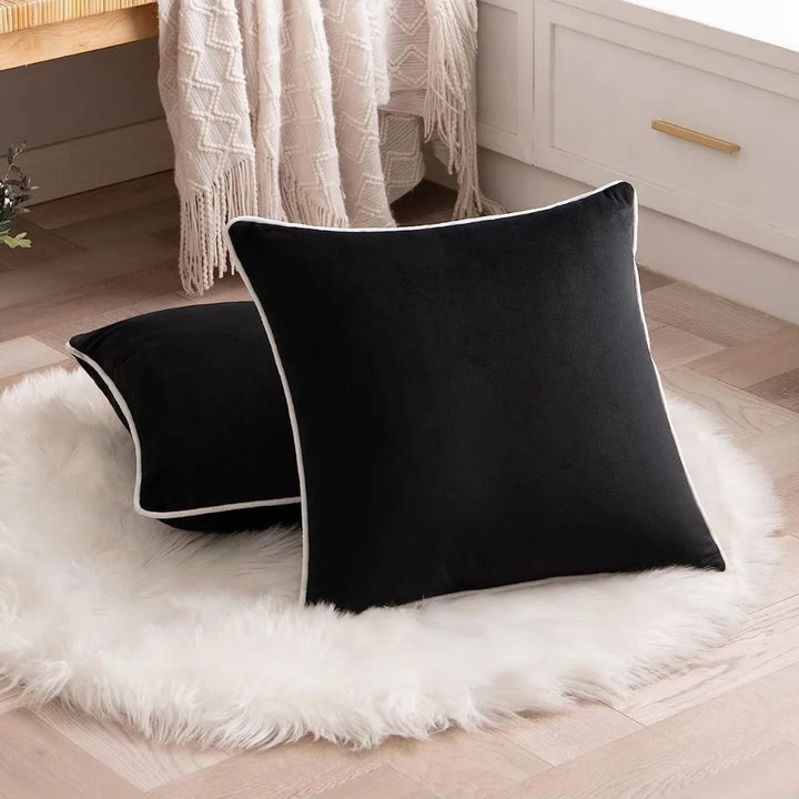 Luxury Contemporary Velvet Contrast Piping Cushion Cover