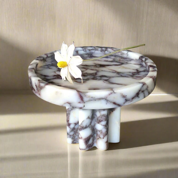 Luxury Handcrafted Solid Calacatta Viola Marble Plinth Tray