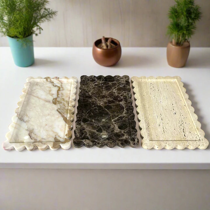 Luxury Scallop Edge Solid Viola Marble Tray