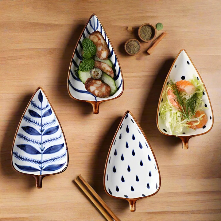 Ceramic Painted Leaf Shape Serving Tapas Bowls