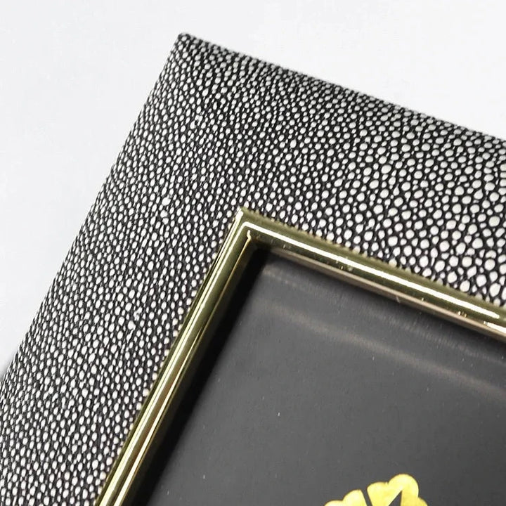 Luxury Grey Faux Shagreen Leather Photo Frame