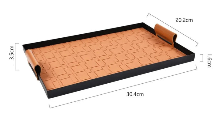 Modern Neutral Beige Woven Leather Coffee Table Tray